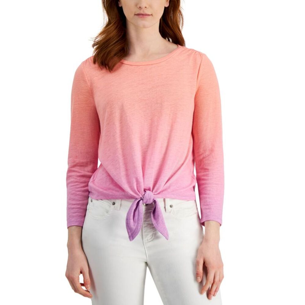 Charter Club Cotton Ombre Tie Shirt